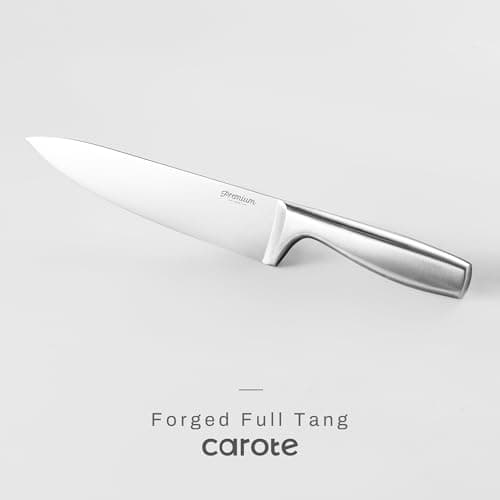 CAROTE 12-Piece Knife Set, All-Stainless Steel Knife Block Set, Kitchen Knives with Wooden Block, Razor-Sharp and Ergonomic, Dishwasher Safe 5