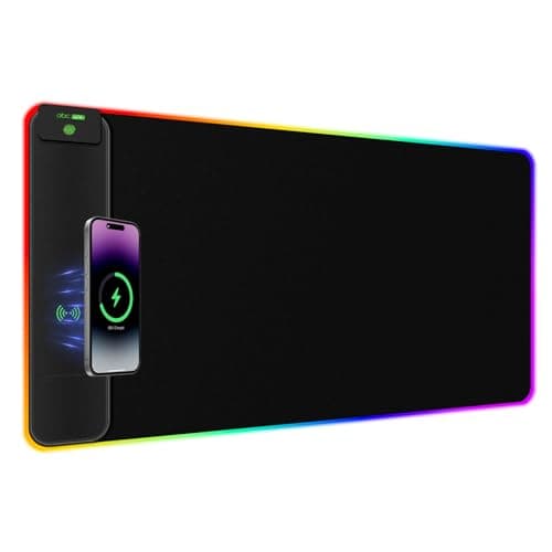 abc.mat 2-in-1 RGB Gaming Mouse Pad with Wireless Charging, 31.5"x15.8" Large, 24 Light Effects, Non-Slip Base, Waterproof Ultra-Smooth Surface, No Adapter