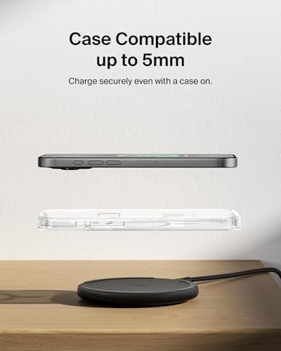 Belkin Wireless Charging Pad 15W - Qi Charger, Charging Station for Apple iPhone 17, iPhone 16/15/14 Series, AirPods, Samsung Galaxy S25, Galaxy S24, Pixel - 5ft Cable Included - Black 5