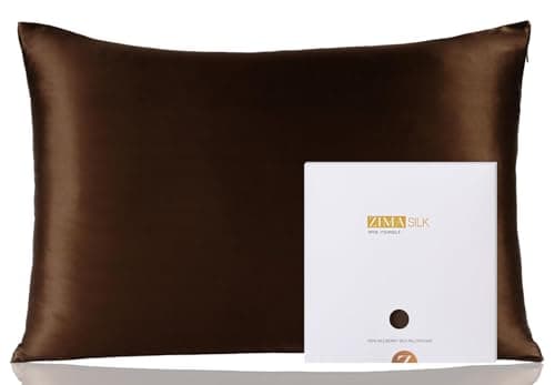 ZIMASILK 100% Pure Mulberry Silk Pillowcase for Hair and Skin Health,Soft and Smooth,Both Sides Premium Grade 6A Silk,600 Thread Count,with Hidden Zipper,1pc (Queen 20''x30'',Chocolate)