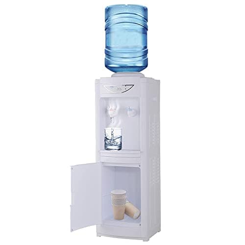 Hot & Cold Top Loading Water Dispenser,5 Gallons Water Coolers with Child Safety Lock Removable Drip Tray & Storage Cabinet,Water Cooler Dispenser for Home,Office(White) 8