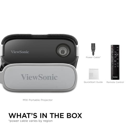 ViewSonic M1X Portable LED Projector with Smart Stand, Harman Kardon Speakers, Built-In Battery, H/V Keystone, 4 Corner Adjustment, Bluetooth, Wi-Fi, USB-C, Powered USB A 8