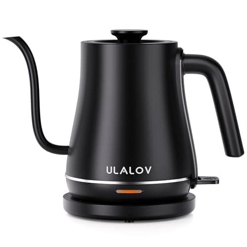 Ulalov Electric Kettle 1L Gooseneck Water Kettle Quick Heating for Pour Over Coffee & Tea, Stainless Steel Hot Water Boiler with Auto Shut-Off, Boil Dry Protection, Matte Black,1200W
