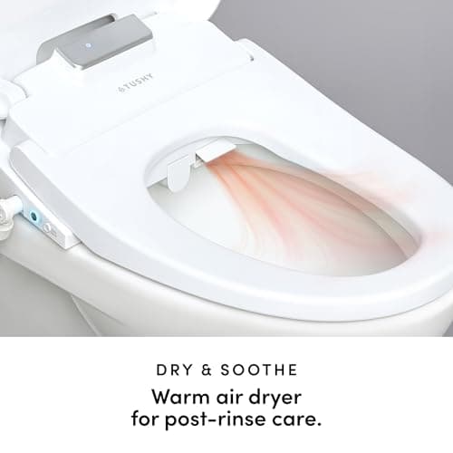 TUSHY Aura Luxury Electric Bidet Seat | Heated Toilet Seat with Temperature Control, Self-Cleaning Nozzle, Instant Adjustable Warm Water & Dryer (Remote Control & Auto Open, Soft Close Lid), Elongated 6