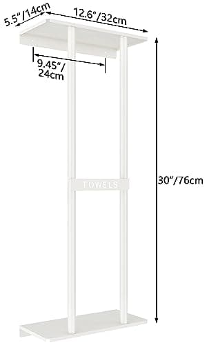 STWWO Wall Towel Rack for Rolled Towels, Towel Storage for Small Bathroom Can Holds 6 Large Towels, 30 inch Towel Racks with Shelf, White 5