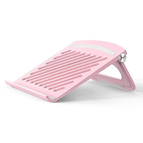 Brezze Letter Laptop Stand for Desk Stable Foldable Adjustable Multi-Angle Computer Desktop Holder Ventilated Lapdesks Riser for Mackbook, Lenovo, Dell, iPad, HP - Within 17' (Pink)