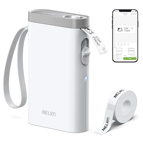 Nelko Label Maker Machine with Tape, P21 Bluetooth Label Printer, Wireless Mini Label Makers with Multiple Templates for School Office Home, White