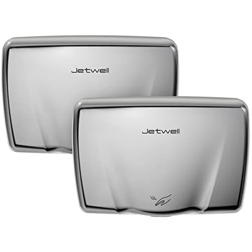 JETWELL 2Pack Compact Hand Dryer for Commercial Bathrooms, Stainless Steel Cover High Speed Automatic Warm Wind with Heating Switch, AC110V-130V