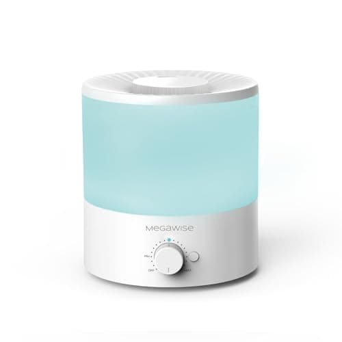 MEGAWISE 1.5L Cool Mist Humidifier for Bedroom, Home, Office, and Plants, Essential Oil Diffuser with Adjustable Mist Output, 25dB Quiet Ultrasonic, Up to 10 Hours, Easy to Clean