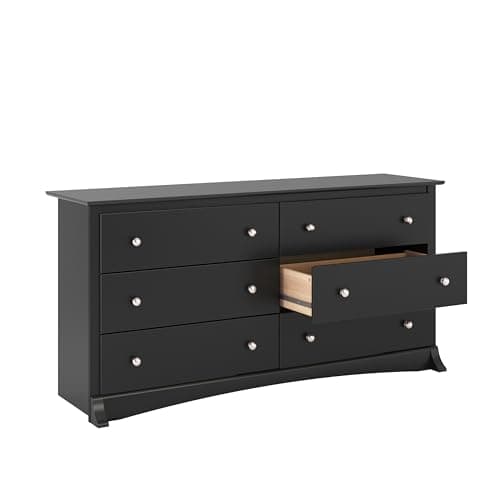 Prepac Sonoma 6-Drawer Double Dresser for Bedroom, Wide Chest of Drawers, Traditional Bedroom Furniture, 59"W x 17.5"D x 29"H, Black 11