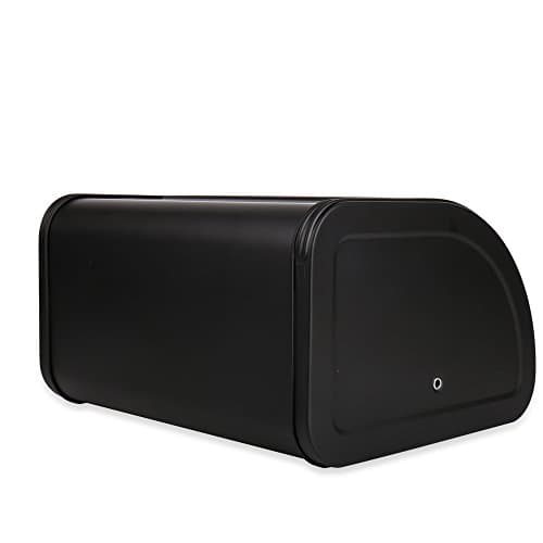 Home by Jackie Inc X458 Black Metal Bread Box/Bin/kitchen Storage Containers with Roll Top Lid (Black) 9