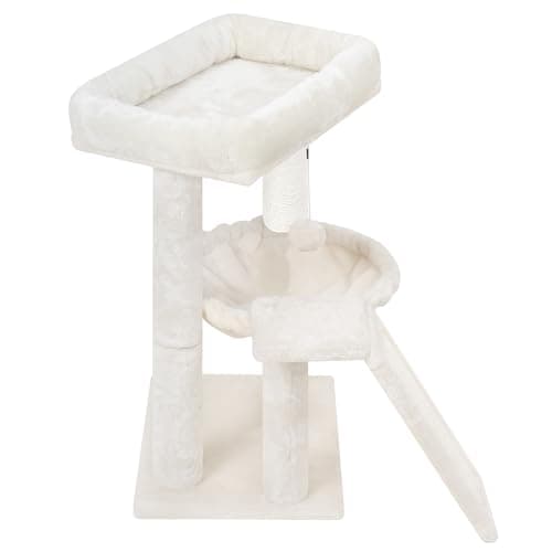 YOUPET Cat Tree with Cat Scratching Post for Indoor Cats, Cat Tower with Scratching Board and Playful Toy Balls, Cat Tree Tower with Cozy Hammock,Beige 7