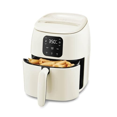 DASH Tasti-Crisp™ Ceramic Air Fryer Oven, 2.6 Qt., Cream – Compact Air Fryer for Healthier Food in Minutes, Ceramic Nonstick Surface, Ideal for Small Spaces - Auto Shut Off, Digital, 1000-Watt