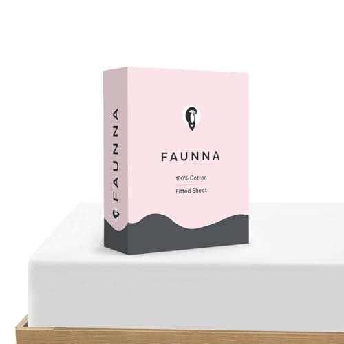 FAUNNA 800TC Cotton Fitted Sheet Queen Size Bed Sheet, Deep Pocket, Fits Up to 17 Inch Mattress Soft, Comfort and Breathable, Durable Long Lasting, Bottom Sheet, White,1 Fitted Sheet Only