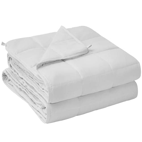 yescool Weighted Blanket for Adults (20 lbs, 60” x 80”, White) Cooling Heavy Blanket for Sleeping Perfect for 190-210 lbs, Queen Size Breathable Blanket with Premium Glass Bead, Machine Washable
