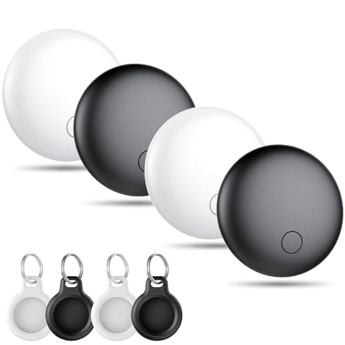 Air Tracker Tags 4-Pack, Item Finders Work for Apple Find My APP(iOS Only) Tracker Tags for Keys, Luggage, Backpack etc,Replaceable Battery Last 1 Year, IP67 Waterproof Smart Tag with Holder Keychain