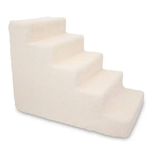 Best Pet Supplies Dog Stairs & Steps - Foam Steps for Small Dogs & Cats, Non-Slip Indoor Balanced Pet Step Support, Dog Ramp, No Assembly, Lambswool, 5-Step (22.5-inch Height)
