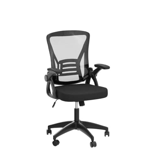 naspaluro Ergonomic Office Chair, Mid Back Desk Chairs with Adjustable Height, Swivel Chair with Flip-Up Arms and Lumbar Support, Breathable Mesh Computer Chair for Home/Study/Working, Dark Black 5
