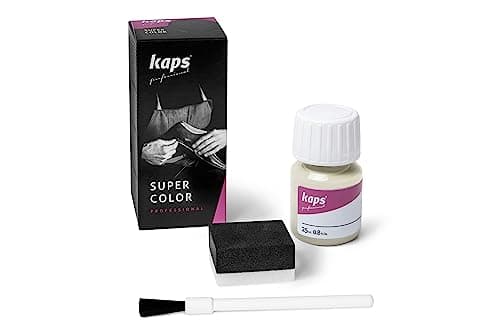 Dye Paint for Leather Shoes and Bags with Sponge and Brush, Kaps Super Color, 70 Colors (153 - Off White)