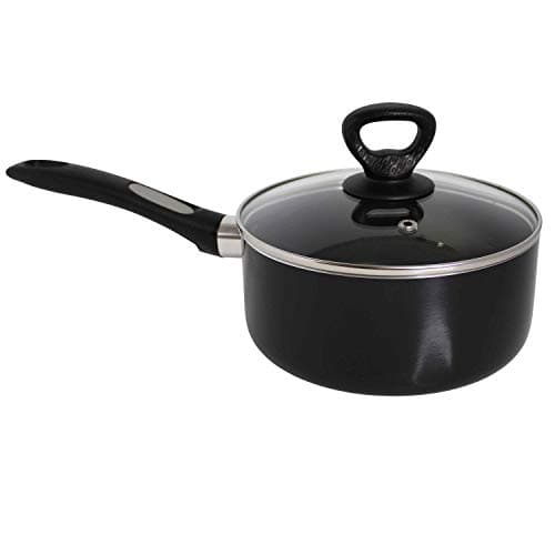 Mirro A7972484 Get A Grip Aluminum Nonstick 3-Quart Saucepan with Glass Lid Cover Cookware, Black 3