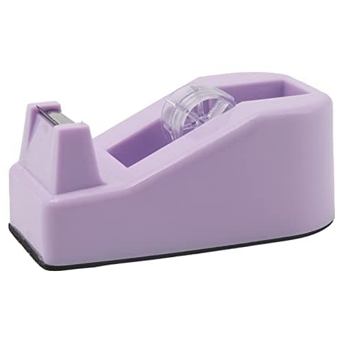 Desktop Tape Dispenser Heavy Duty Desk Accessories Floral Office Tape Dispensers, Weighted Non-Skid Base, Macaron Purple