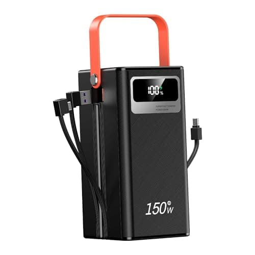 MAXIAEON 100000mAh Power Bank, 150W Fast Charging Portable Charger, with LED Light, with Built-in Cables, 4 Outputs & 3 Inputs, Rechargeable Portable Power Supply for Cell Phones, Random Color 6