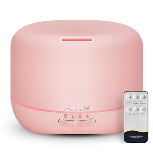 Aromatherapy Essential Oil Diffuser for Room: Air Humidifier Aroma Scent Cool Mist Colorful Lights Cute Small Large Waterless Auto Off Ultrasonic Diffusers for Home Bedroom Pink (300ml)