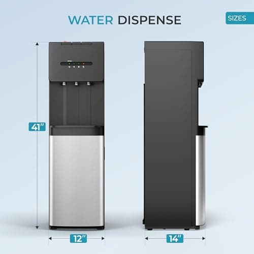 Euhomy Bottom Loading Water Dispenser for 5 Gallons, 3 Temperatures (Cold/Hot/Warm) with Child Lock, Display Light, Water Dispenser for Apartments, Schools, Companies, Black 7