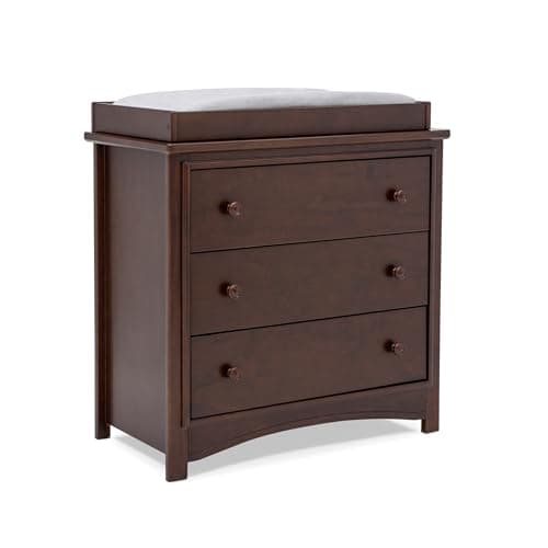 Delta Children Perry 3 Drawer Dresser with Changing Top and Interlocking Drawers, Walnut Espresso 9