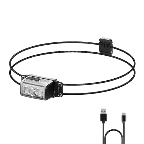 FLEXTAILGEAR Ultra Lightweight Headlamp, 600 Lumen USB-C Rechargeable Headlamp with White Red Light, Adjustable Headband, for Camping, Back Packing, Hiking and Fishing