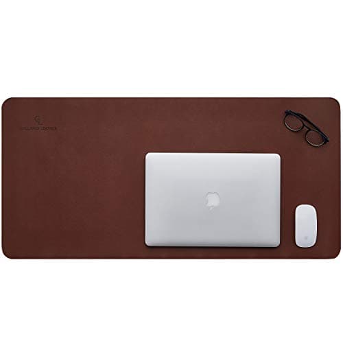 Gallaway Leather Desk Mat, Office Writing Desk Pad, Large 36" x 17" Dark Brown, for Top of Desks, Gift Ready Elegant Computer Desk Cover Protector PU Leather 7