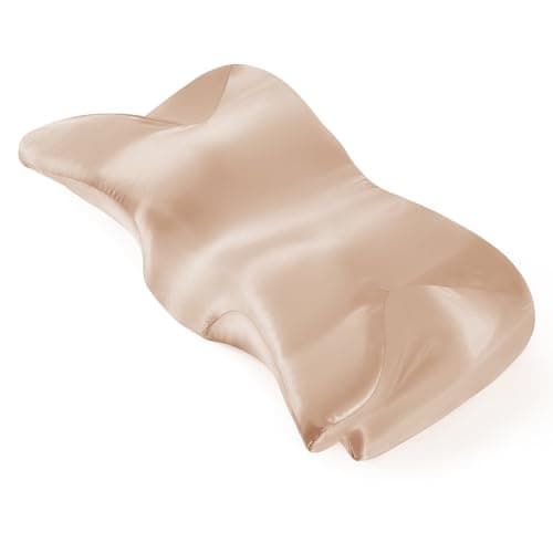 P Pothuiny Satin Pillowcase for Cervical Pillow, Smooth Neck Pillow Case Cover Silky Soft Contour Cervical Pillow Cover with Zipper (Taupe)