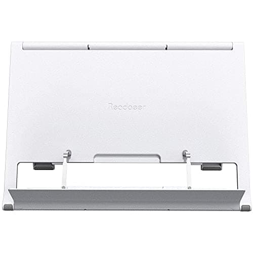 Readaeer Portable Book Stand Free Angle Adjustable Book Holder for Thick Textbook Collapsible Lightweight Book Rest (White) 7