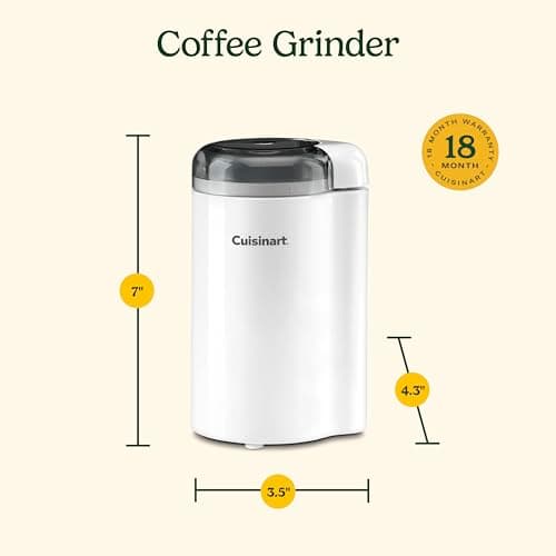Cuisinart Coffee Grinder, One Touch Control Coffee Bean Grinder with Stainless Steel Bowl and Blades, 2.5 oz/70g Capacity Enough for 12 Cups, On/Off Switch with Safety Interlock, DCG-20N, White 6