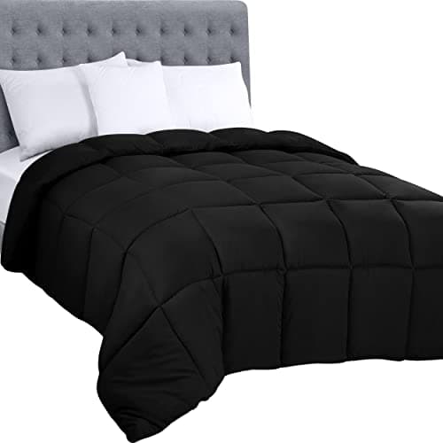 Utopia Bedding Comforters Queen Size, All Season Duvet Insert, Down Alternative Box Stitched Bed Comforter with Corner Tabs, Machine Washable (Black)