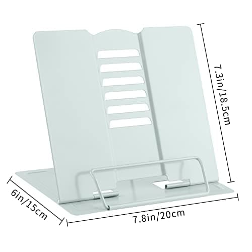 MSDADA Desk Book Stand Metal Reading Rest Book Holder Angle Adjustable Stand Document Holder Portable Sturdy Lightweight Bookstands-Textbooks Tablet Music Books Cook Recipe (Macaron Green) 7