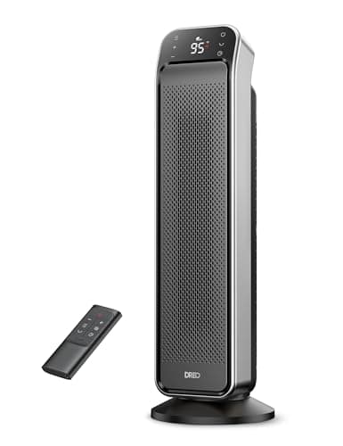 DREO Space Heater Indoor, 25" 11.5ft/s Fast Portable Room Heater with Remote and Thermostat, 3 Modes, Overheating & Tip-Over Protection, Electric Heaters for Indoor Use Large Room, Bedroom, Silver