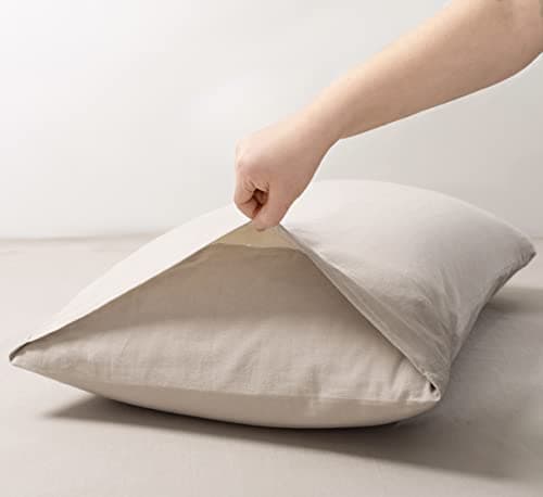 TUMEI 100% Linen Pillow Cases Queen, Set of 2 Queen Size Linen Bed Pillow Shams Cover Washed Solid Color Natural Flax Soft Breathable, (25.98"×20.08") 6