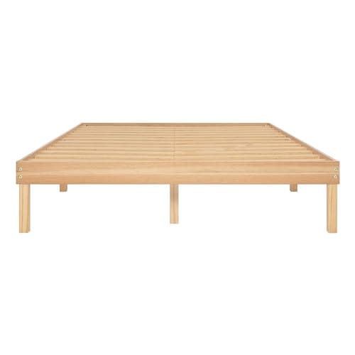 Naomi Home Linda 14 Inch Full Solid Wood Platform Bed Frame No Squeak Bed Frame with Wooden Slats No Box Spring Needed 9 2 Under Storage Natural 5