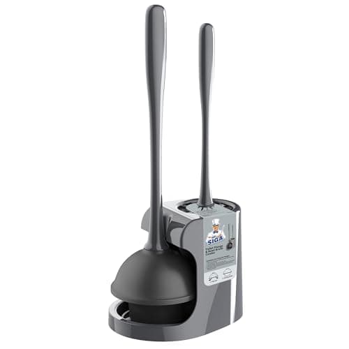 MR.SIGA Toilet Plunger and Bowl Brush Combo for Bathroom Cleaning, Gray, 1 Set