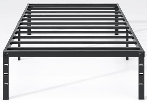 NEW JETO Metal Bed Frame,Twin Size Bed Frame with Storage Space,Heavy Duty Sturdy Mattress Foundation,Easy Assembly,No Box Spring Needed, Black,18 Inch,Twin