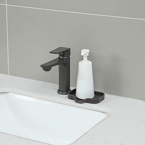 MicoYang Silicone Bathroom Soap Dishes with Drain Spout-Bathroom and Kitchen Sink Organizer,Sponge Holder,Dish Soap Tray,Perfect for Dispenser,Scrubber,Bottle,Cup on Sink or Counter-Coffee 4.9"×3.2" 8