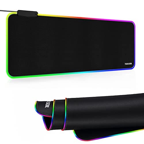 TIDALSOIL RGB Gaming Mouse Pad, 31.5 x 11.8 Inch Oversized Mouse Mat with 13 Light Modes, Non-Slip Rubber Base, Large Keyboard Pad for PC Gaming, Office，Black（Multiple USB Ports） 8