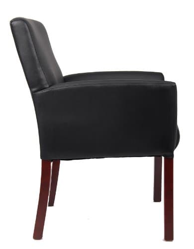 Boss Office Products Box Arm Guest Chair with Mahogany Finish in Black, 250 (B619) 8