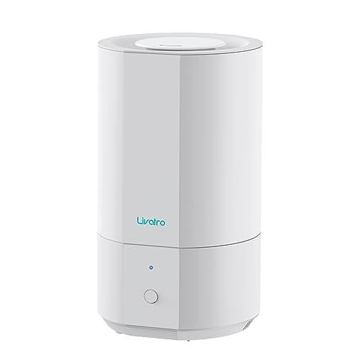 Livatro 4L Top Fill Humidifiers for Bedroom Large Room Nursery, Cool Mist Humidifier With Ultrasonic Quiet, Auto Shut-off and Easy to Clean, Last up to 40 Hours, White