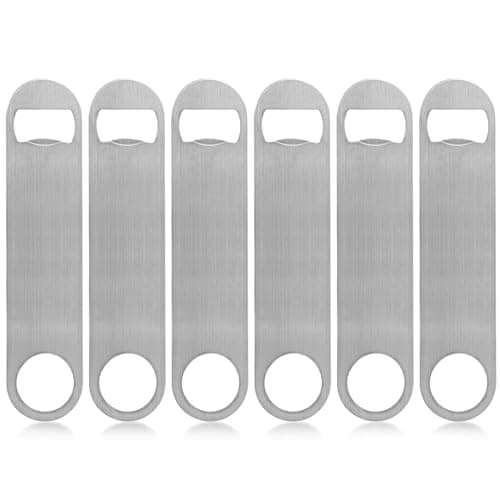 KISEER Heavy Duty Stainless Steel Flat Bottle Opener, 6 Pack Beer Bottle Opener for Kitchen, Bar or Restaurant