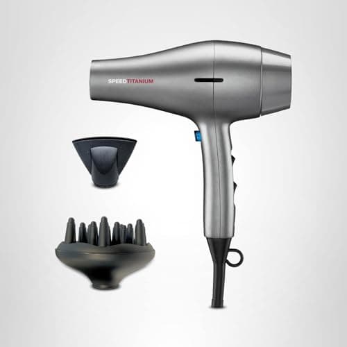 RUSK PRO Speed Titanium Hair Dryer, Ionic Generator Eliminates Frizz, Powerful AC Motor with 6 Speed and Heat Settings for Fast Styling, Plus Diffuser and Concentrator for Unique Styles 8