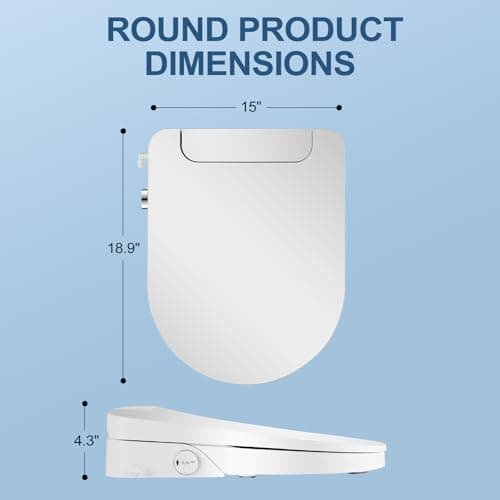 mijashy Electric Bidet Toilet Seat, Round, Warm Water with Air Dryer, Heated Seat and Slow Close Lid, Front and Rear Wash, LED Nightlight, Wireless Remote, White, 101D 6