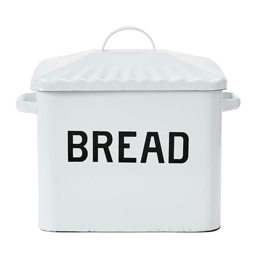 Creative Co-Op Distressed White Bread Box with Lid 11