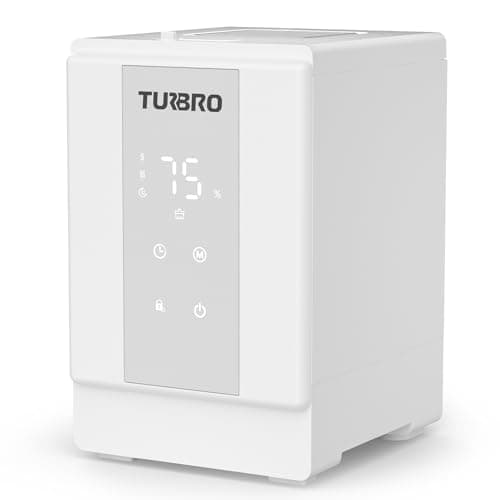 TURBRO 4L/1Gal 304 Stainless Steel Steam Humidifier, Warm Mist Humidifier for Bedroom Baby Nursery, 500 mL/h Output, Dishwasher Safe, Easy to Clean, ETL-certified Sleep Mode 1-12h Timer, GLS04